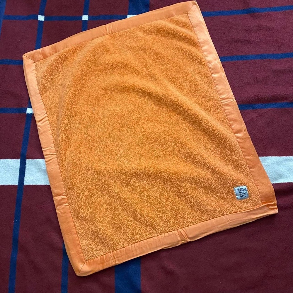 Little Giraffe orange fleece lovey baby blanket satin lined trim Made in USA